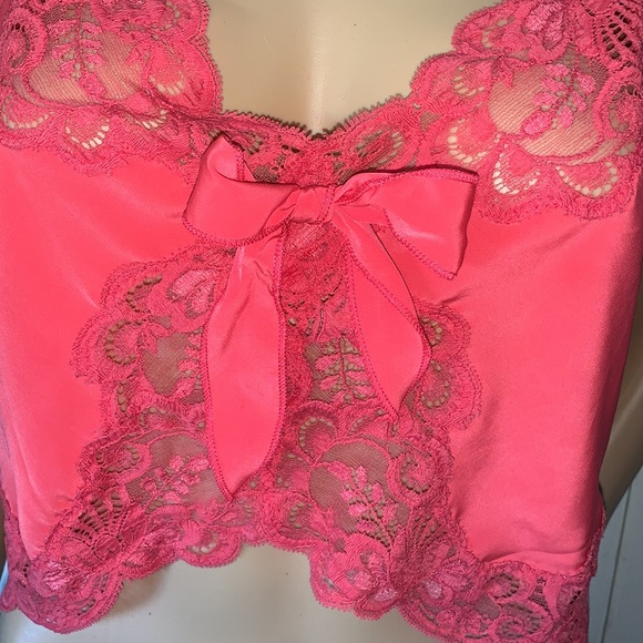 Silk & Satin Sexy orange apricot Lacey bow camisole top size medium - Picture 2 of 10